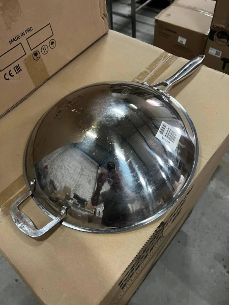 СКОВОРОДА LUXSTAHL WOK 340/90 ИЗ НЕРЖ. С ДВУМЯ РУЧКАМИ_